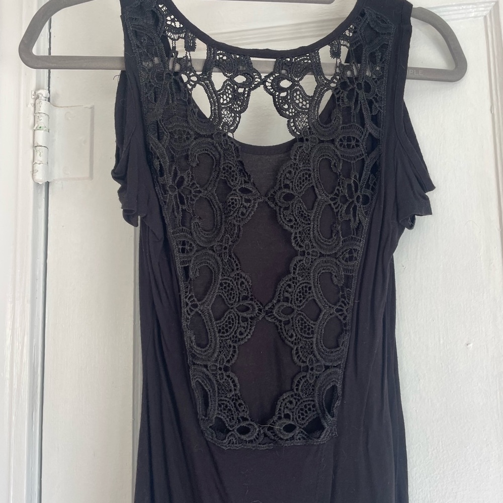 Black Open Back Design Tee